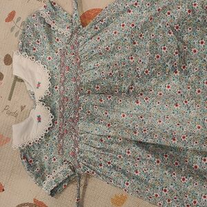 Floral Smocked Dress with Lace Collar